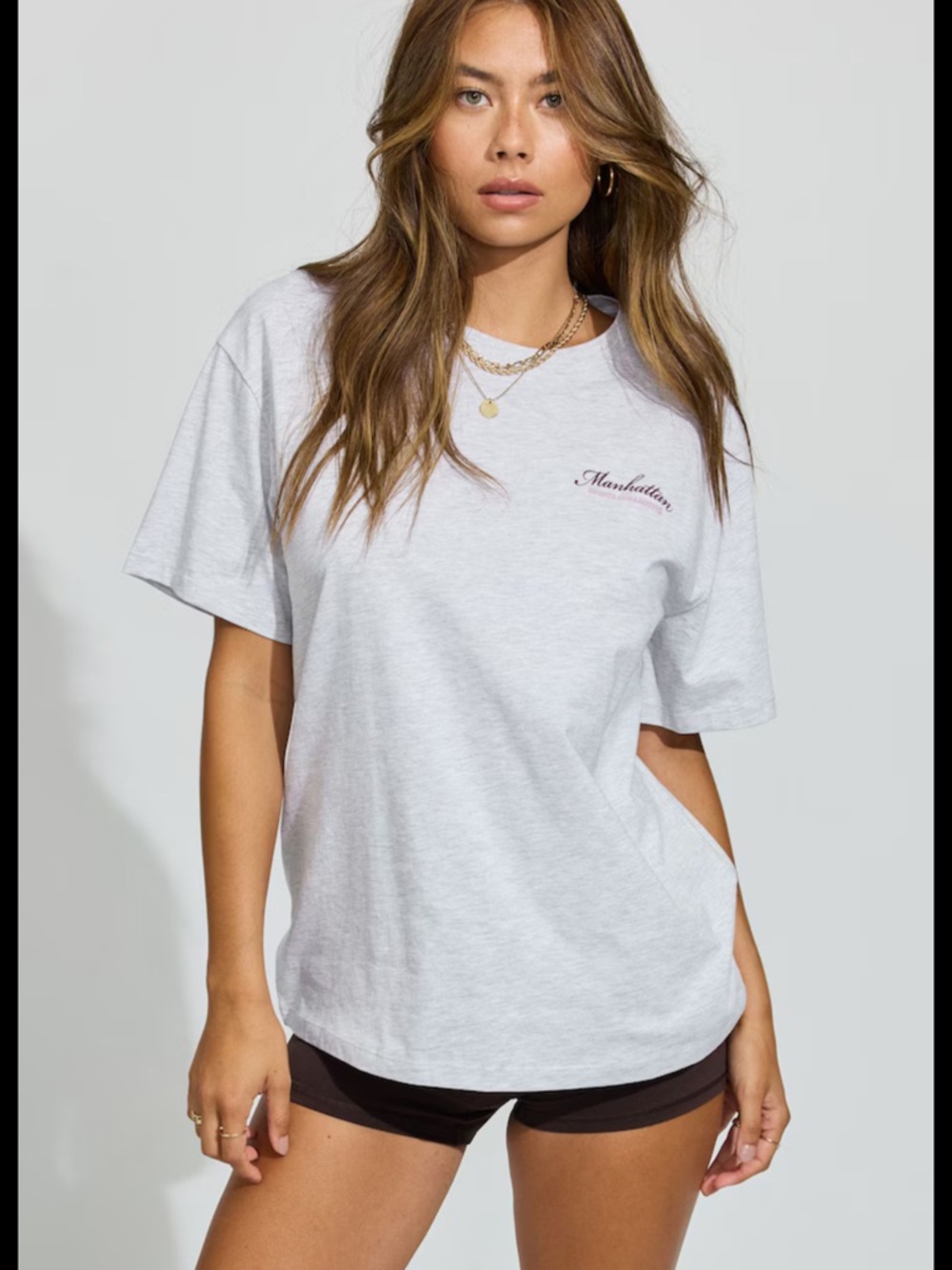 Garage Light Gray Short Sleeve Crewneck Tee with Manhattan Script